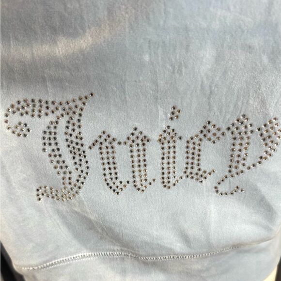 Juicy Couture OG frosted ice blue rhinestone one zip up hoodie size large NWT - Picture 10 of 12